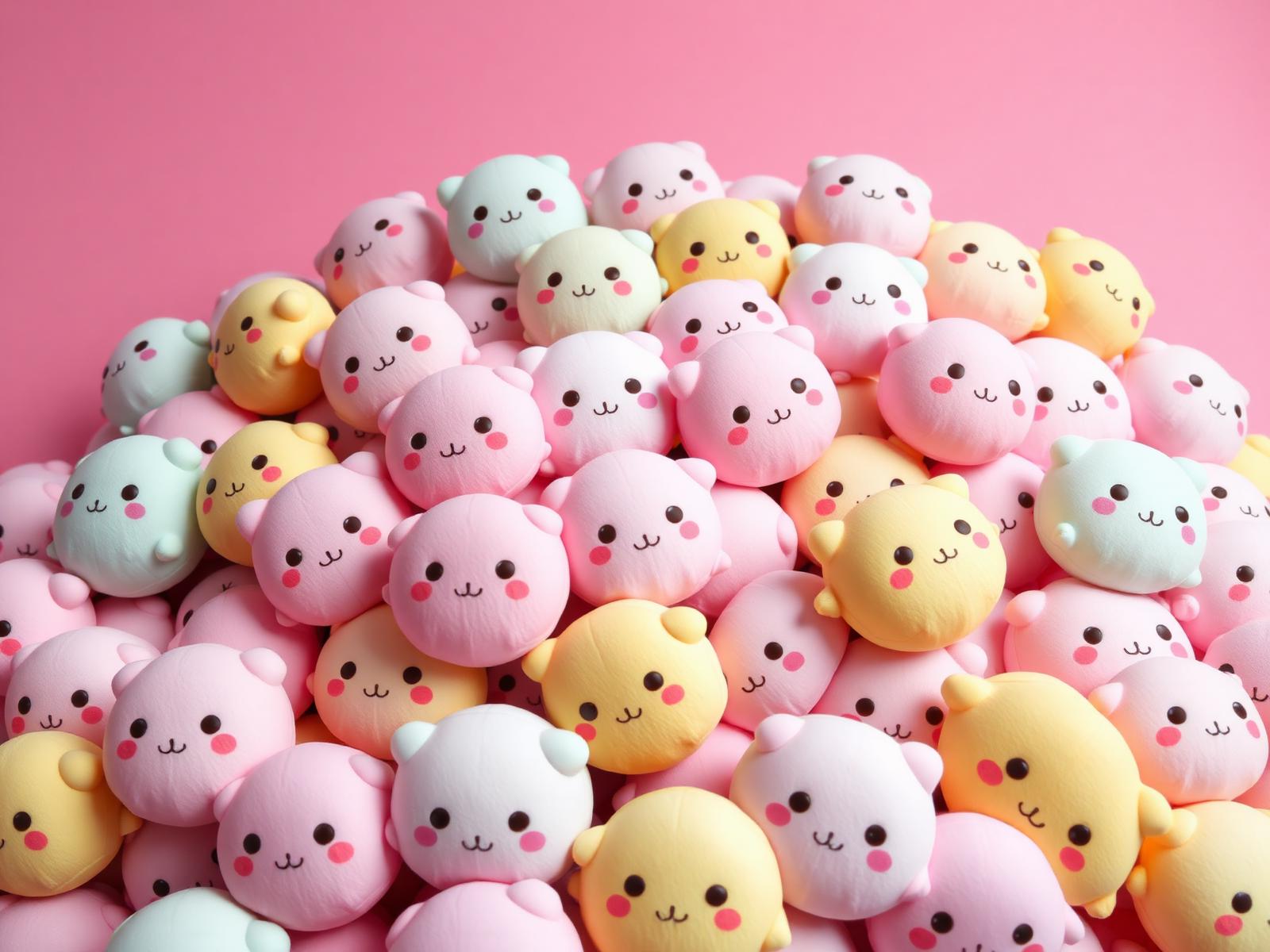 Bunte Kawaii-Squishies aus Plüsch